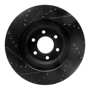 Dodge Viper Brake Rotor (1) - Front Right - R1 Concepts - Drilled & Slotted - Black - `92-`02